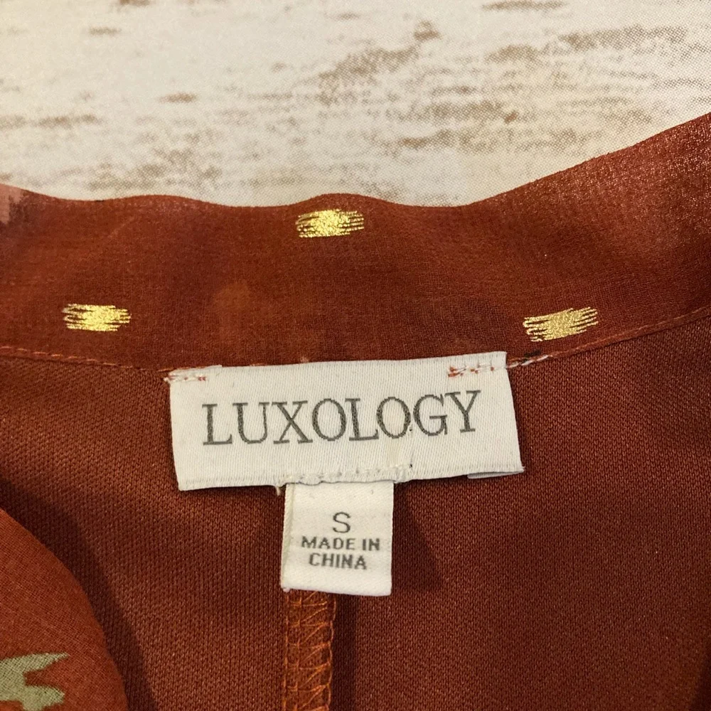 Luxology Rust Floral Baby Doll Dress S_4